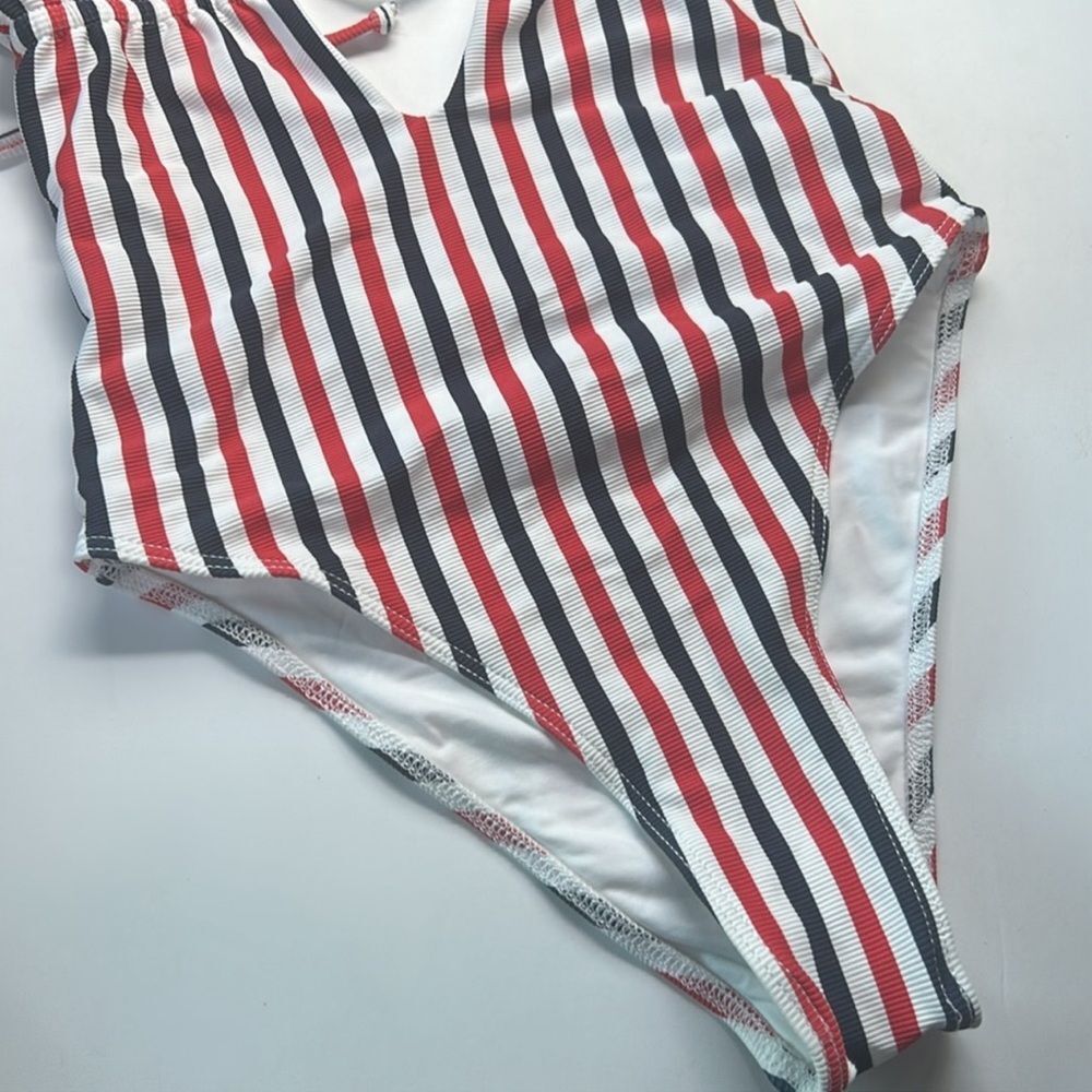 NWOT Frankie’s Bikinis Janelle Striped One Piece Suit in Americana Size XS - Picture 10 of 14